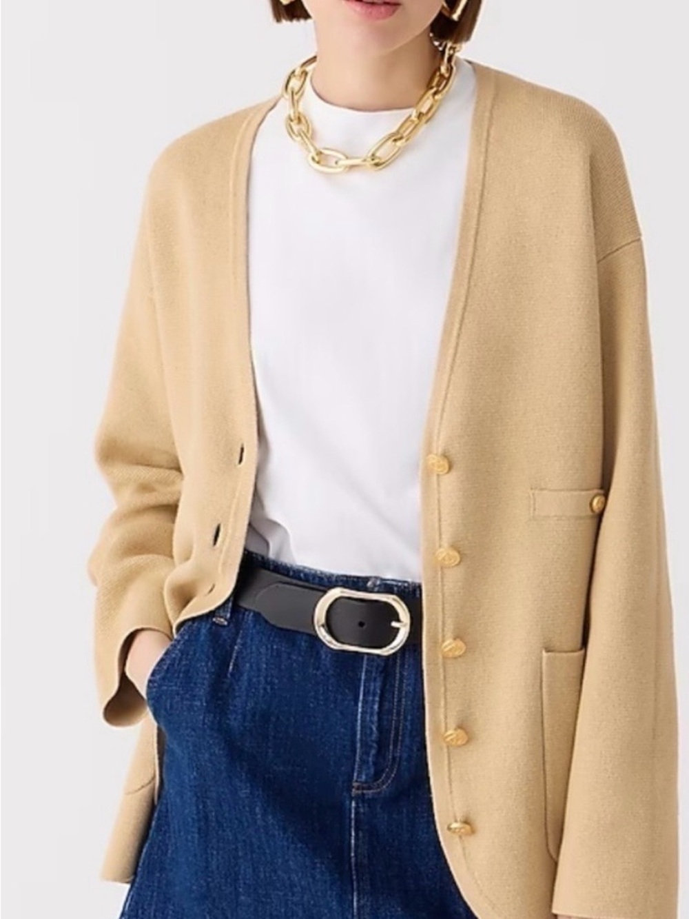 J. Crew Sweater Cardigan Blazer Jacket Chunky V-Neck Small